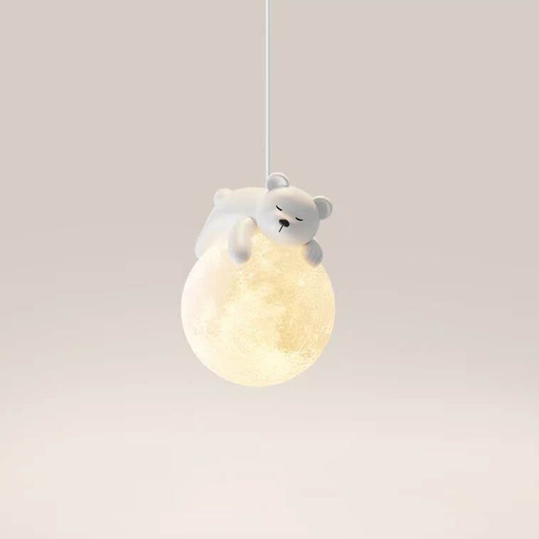 Modern Simple Resin Bear Rabbit Decorative Iron 1-Light Pendant Light