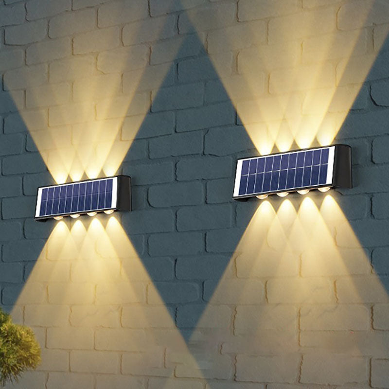 مصباح حائطي LED مستطيل مقاوم للماء من ABS PMMA بتصميم عصري بسيط للطاقة الشمسية للفناء الخارجي 