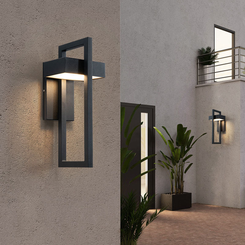 Lámpara Aplique de Pared LED de Acero Inoxidable Rectangular Minimalista Moderna Para Patio Exterior 
