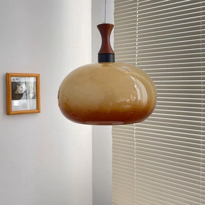 Zeitgenössische Einfachheit Oval Glas Schatten 1-Licht Pendelleuchte für Wohnzimmer 