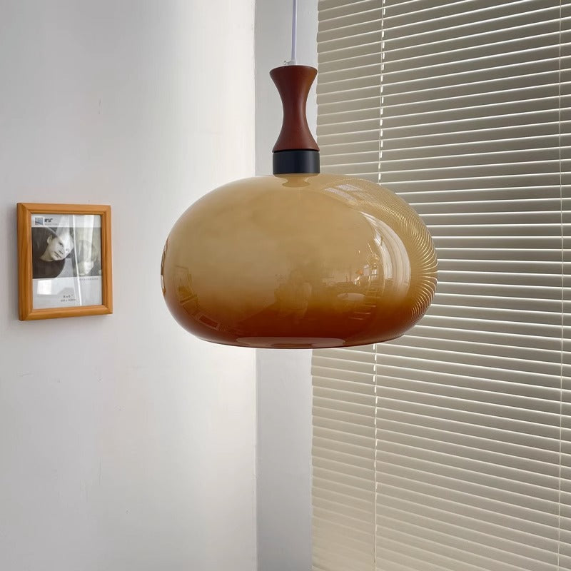 Zeitgenössische Einfachheit Oval Glas Schatten 1-Licht Pendelleuchte für Wohnzimmer 
