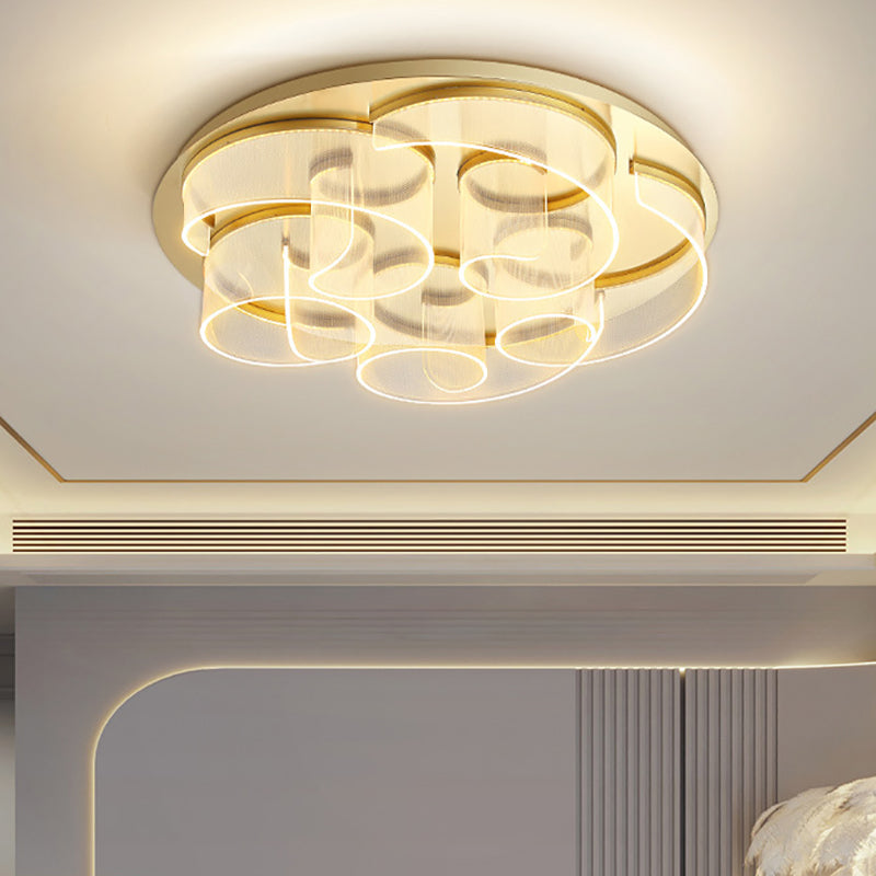 مصباح سقف LED بتصميم دائري مموج من الفولاذ المقاوم للصدأ الأكريليك الفاخر الحديث لغرفة المعيشة 