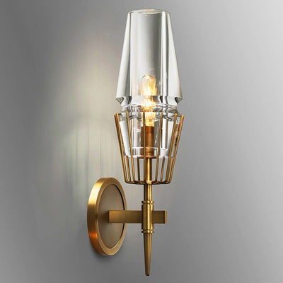 Contemporary Retro Iron Glass Cylinder 1/2 Light Wall Sconce Lamp For Hallway