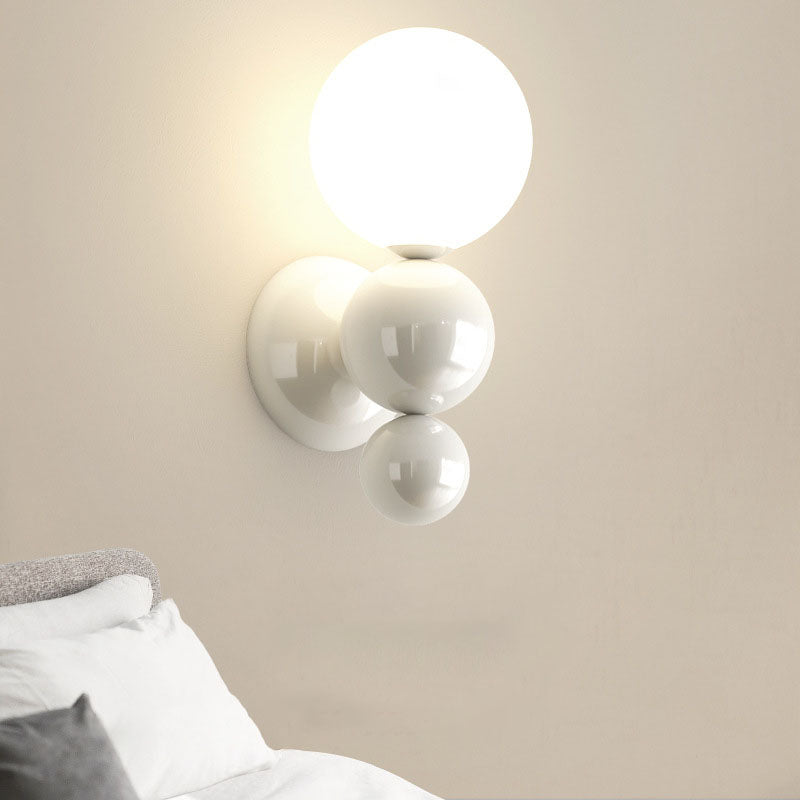 Lámpara de Aplique de Pared de 1 Luz de Hierro de Plástico en Forma de Perla Estilo Crema Francesa 