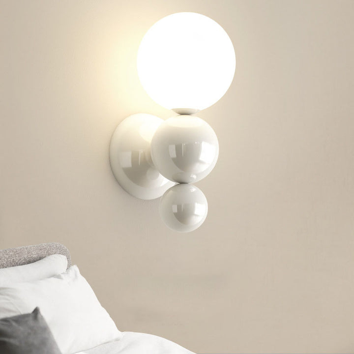 Lámpara de Aplique de Pared de 1 Luz de Hierro de Plástico en Forma de Perla Estilo Crema Francesa 