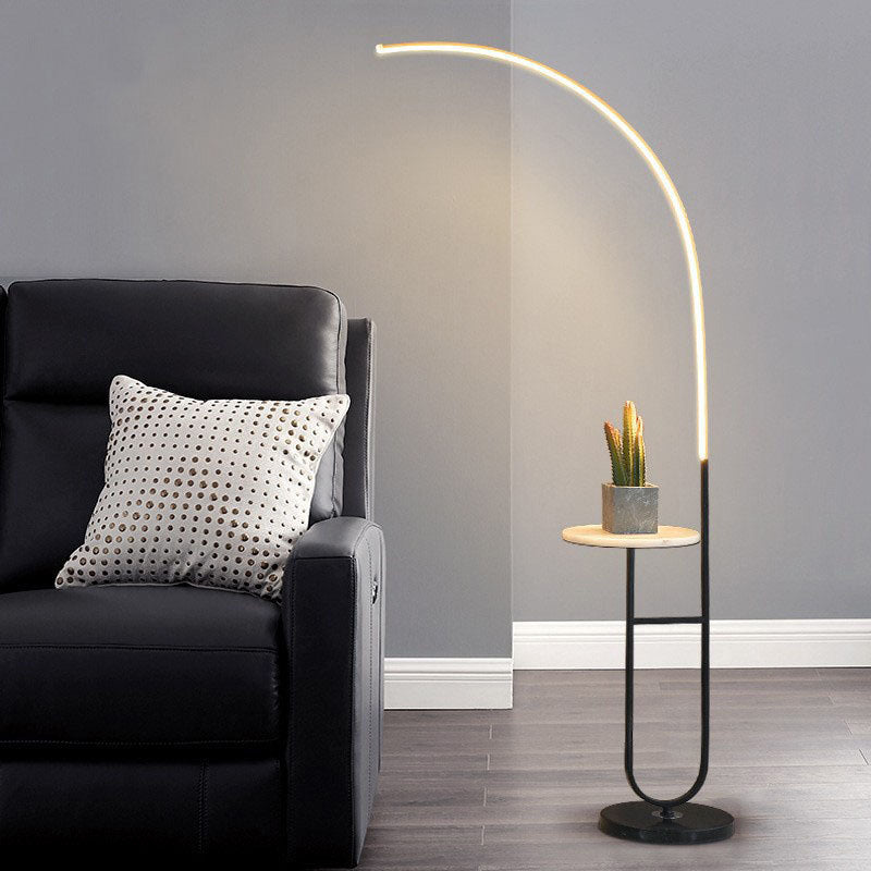 Zeitgenössische Einfachheit Arc Aluminium Streifen mit Marmor Eisen Palette LED Stehlampe für Wohnzimmer 