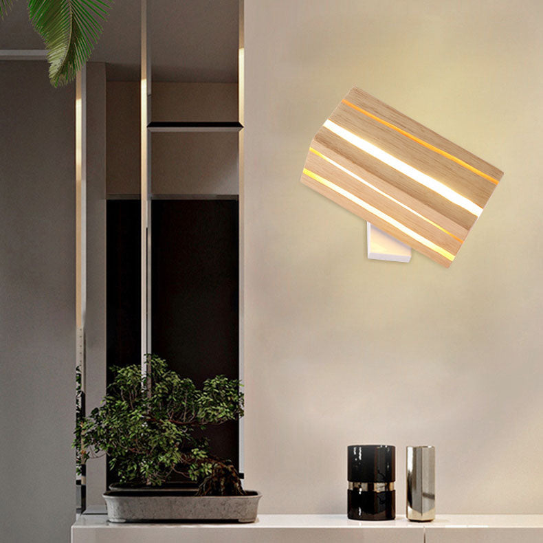 Moderne minimalistische geometrische Quader geknackt Holzmaserung LED Wandleuchte Lampe für Wohnzimmer 