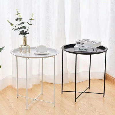 Bandeja de mesa de café redonda minimalista moderna con marco de hierro para sala de estar 