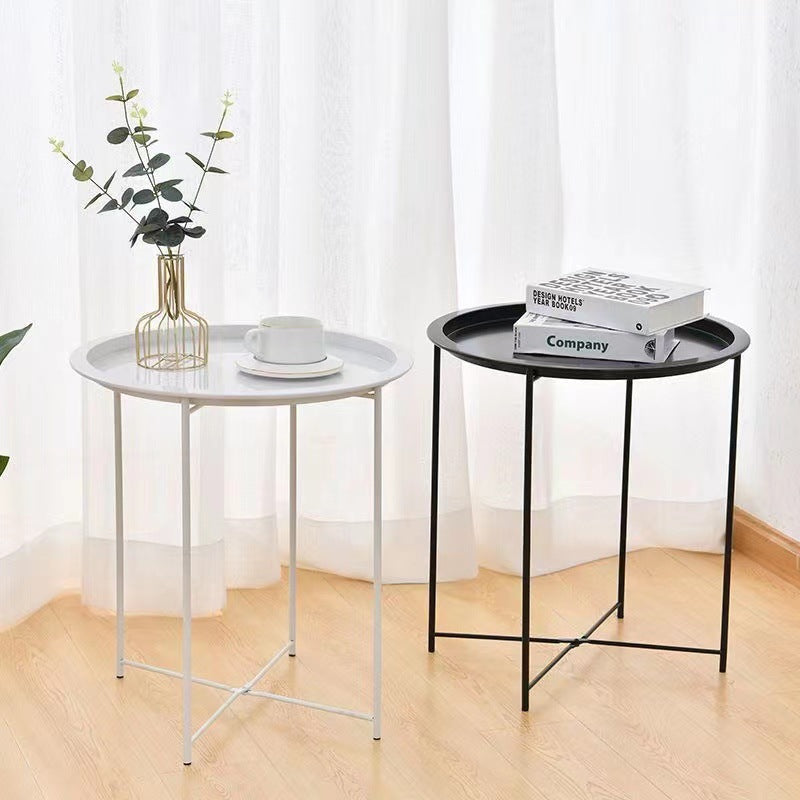 Bandeja de mesa de café redonda minimalista moderna con marco de hierro para sala de estar 