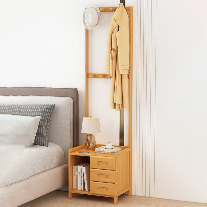 伝統的な日本の長方形の無垢材ナイトスタンド 1/3 引き出し付き 寝室用