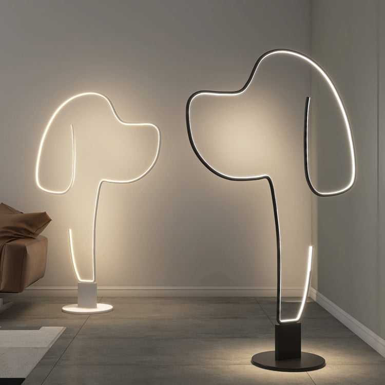 Zeitgenössische kreative Eisen Aluminium Acryl Katze Hund LED stehend Stehleuchte für Schlafzimmer 
