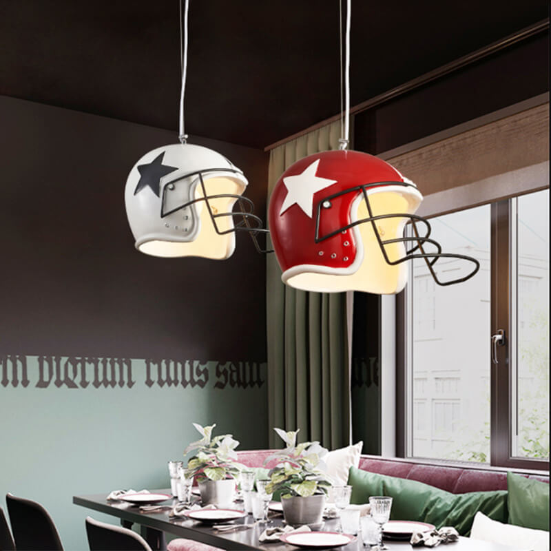Moderne kreative Eisenharz-Helmform 1-Licht-Pendelleuchte für das Wohnzimmer 