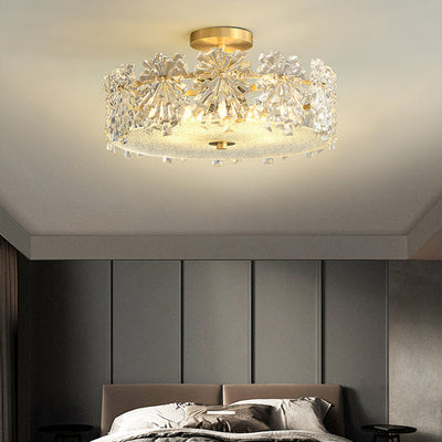 Plafonnier moderne minimaliste rond en verre et cuivre 4/6 pour salon 