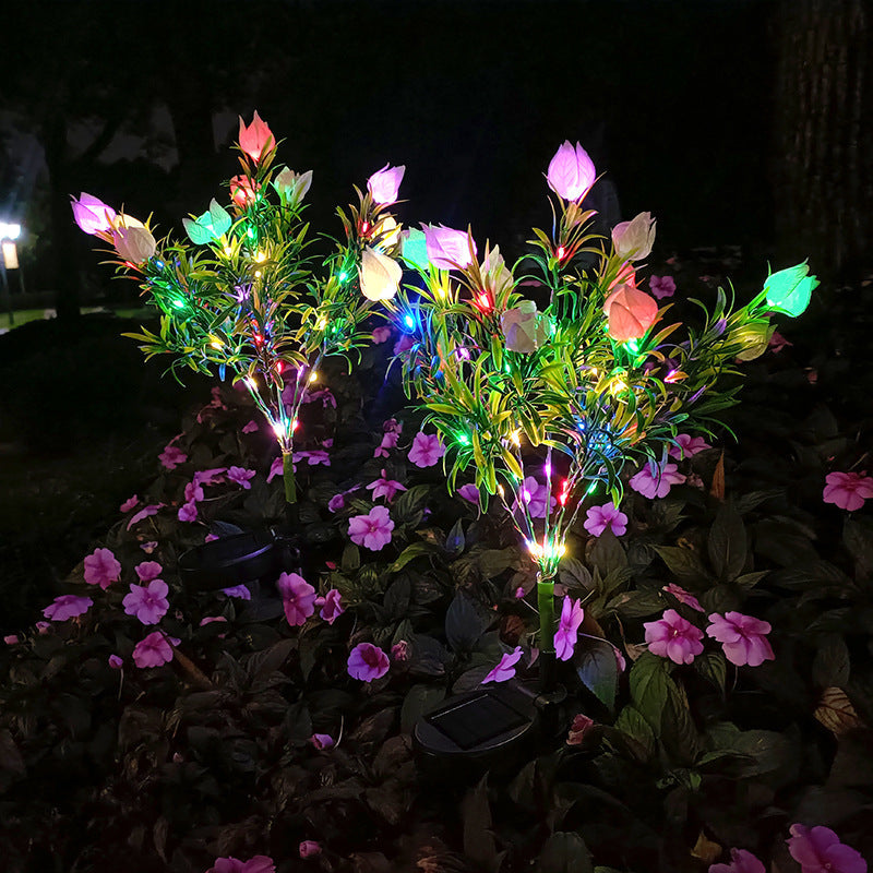 مصباح حديقة LED شمسي مقاوم للماء بتصميم إبداعي معاصر على شكل غاردينيا للباحات الخارجية 