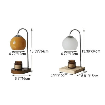 Modern Simple Solid Wood Candle Spherical 1-Light Melting Wax Table Lamp