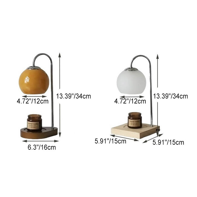 Modern Simple Solid Wood Candle Spherical 1-Light Melting Wax Table Lamp