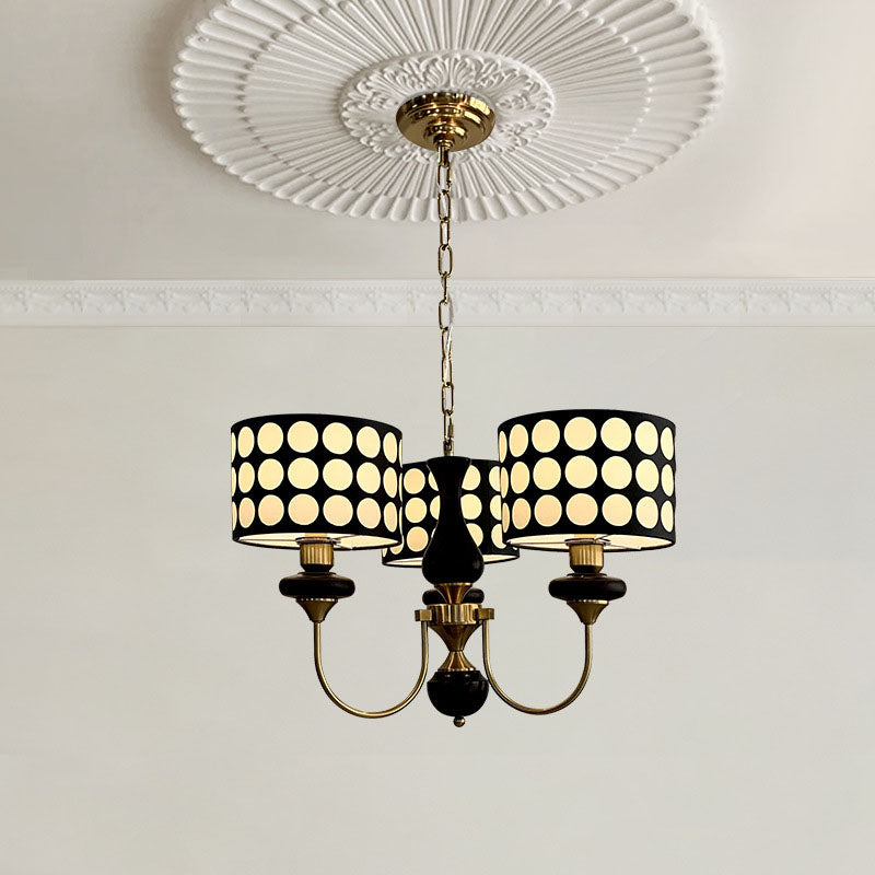 Traditioneller Vintage Runder Polka Dot Eisen Glas 3/6 Licht Kronleuchter Für Wohnzimmer 