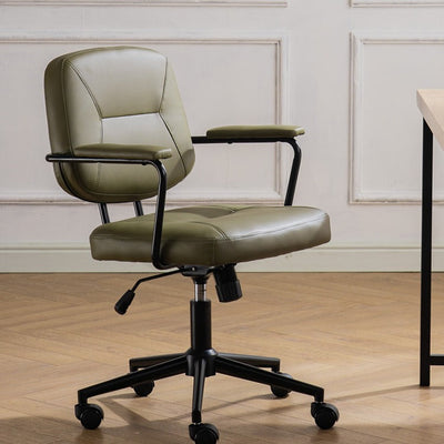 Zeitgenössischer skandinavischer Mikrofaser-Lederstoff Stahl Schwamm quadratischer Schreibtischstuhl Rückenlehne Armlehne verstellbar für das Home Office 