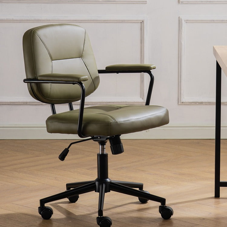 Zeitgenössischer skandinavischer Mikrofaser-Lederstoff Stahl Schwamm quadratischer Schreibtischstuhl Rückenlehne Armlehne verstellbar für das Home Office 