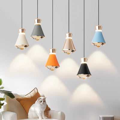 Zeitgenössische nordische konische Aluminium-Acryl-LED-Pendelleuchte für Wohnzimmer 