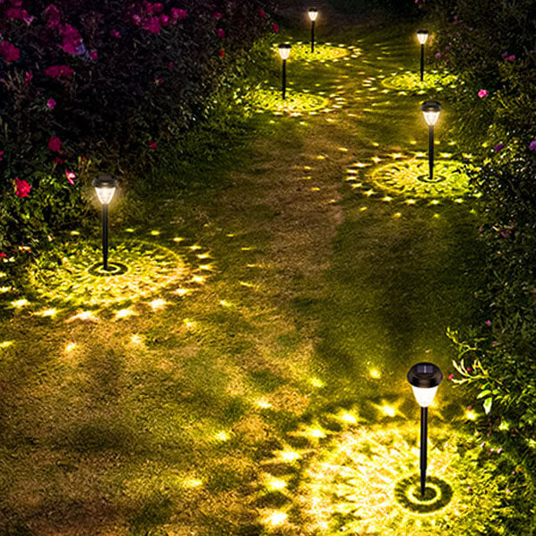 Luz LED para Paisaje Exterior con Inserto de Suelo de Plástico en Forma de Cono Impermeable Solar 