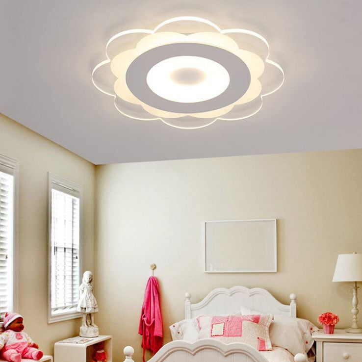 Modern Minimalist Floral Iron Acrylic LED Flush Mount Ceiling Light