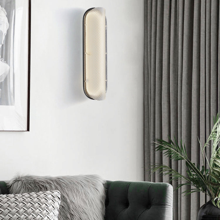 Moderne minimalistische Eisen kariert Muster Acryl Spalte Schatten LED Wandleuchte Lampe für Wohnzimmer 