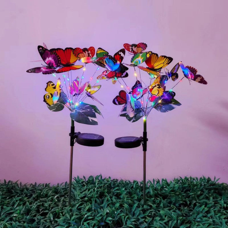 Moderne Art Deco Wasserdichte Solar PVC Edelstahl Schmetterling LED Landschaft Beleuchtung Außen Licht Für Garten 