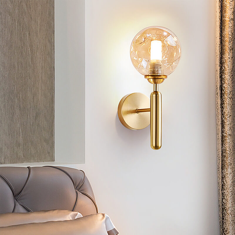 Lámpara Aplique de Pared Moderno Simple de Lujo Ligero con Esfera de Vidrio de 1 Luz 