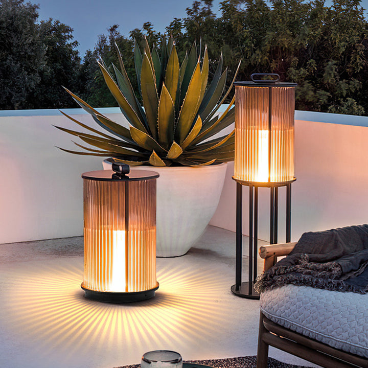 Modern Simplicity Cylinder Glass Steel 1-Light Landscape Light For Outdoor Patio