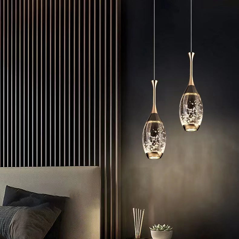 Lustre LED en cristal goutte d&