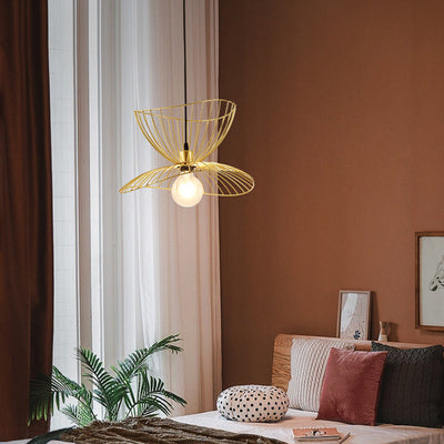 Lustre suspendu contemporain nordique à vague irrégulière ronde en fer avec 1 lumière pour salon 