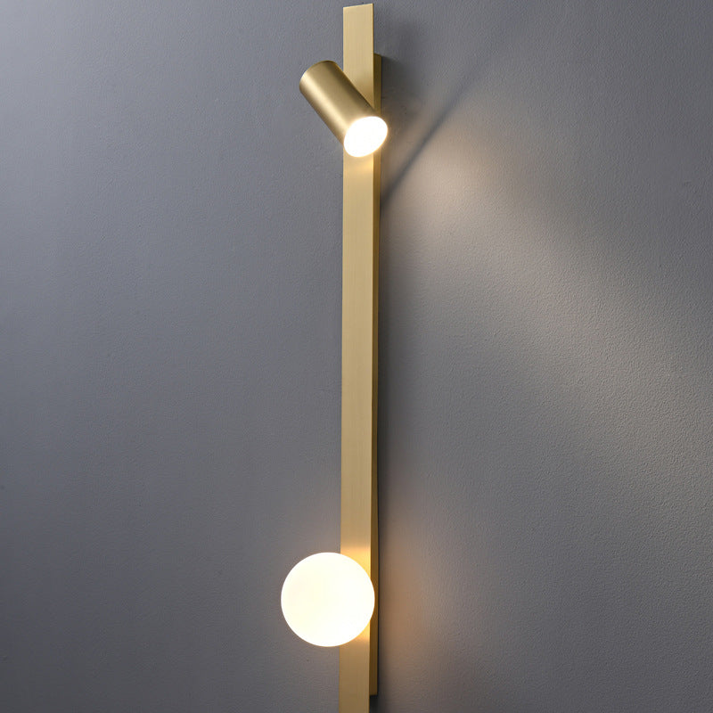 Moderne minimalistische Streifen Runde Ball Messing Glas LED Wandleuchte Lampe für Schlafzimmer 