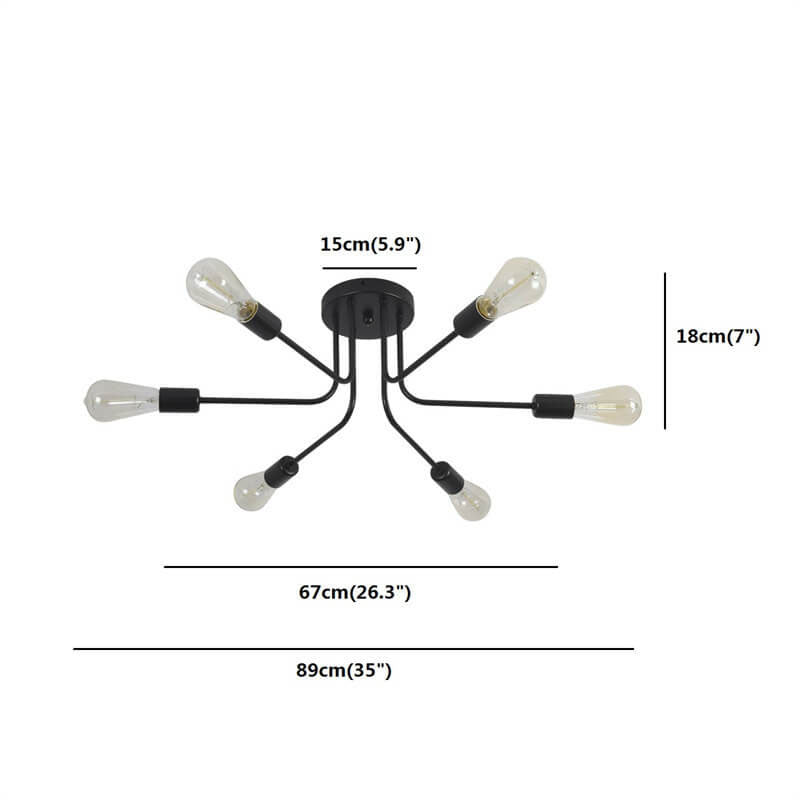 Modern Lights Luxuriöse 3/6-Licht-Unterputz-Deckenleuchte komplett aus Kupfer