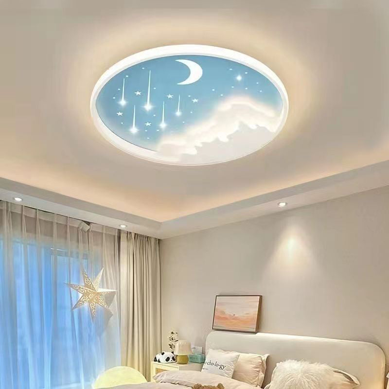 Plafonnier LED en fer météore lune ronde minimaliste moderne pour chambre à coucher 