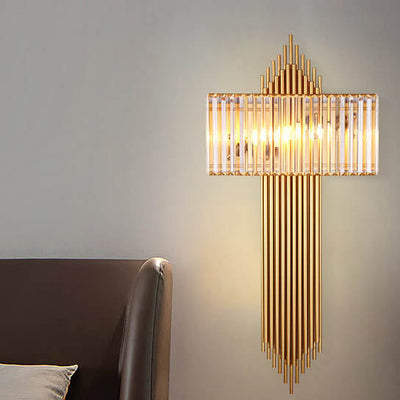 Modern Light Luxury Simple Crystal Square Strip 2-Light Wall Sconce Lamp