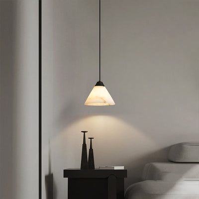 Moderne minimalistische Zylinder Kegel halbrunde Kupfer Stein 1-Licht Pendelleuchte für Schlafzimmer 