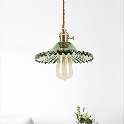 Textured Glass 1-Light  Dome Lace Pendant Light