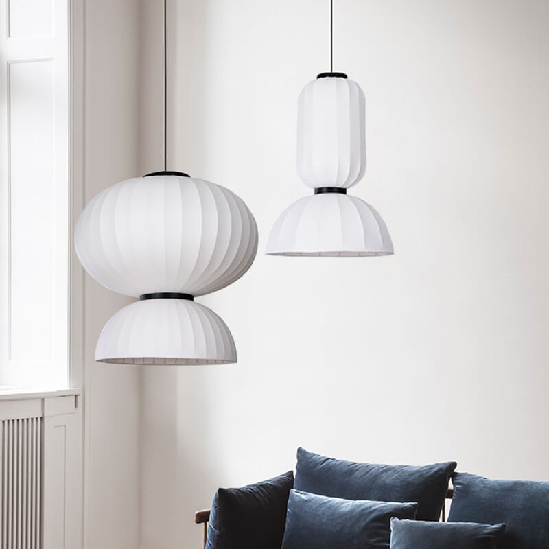 Japanese Creative Silk Fabric Round 1-Light Pendant Light