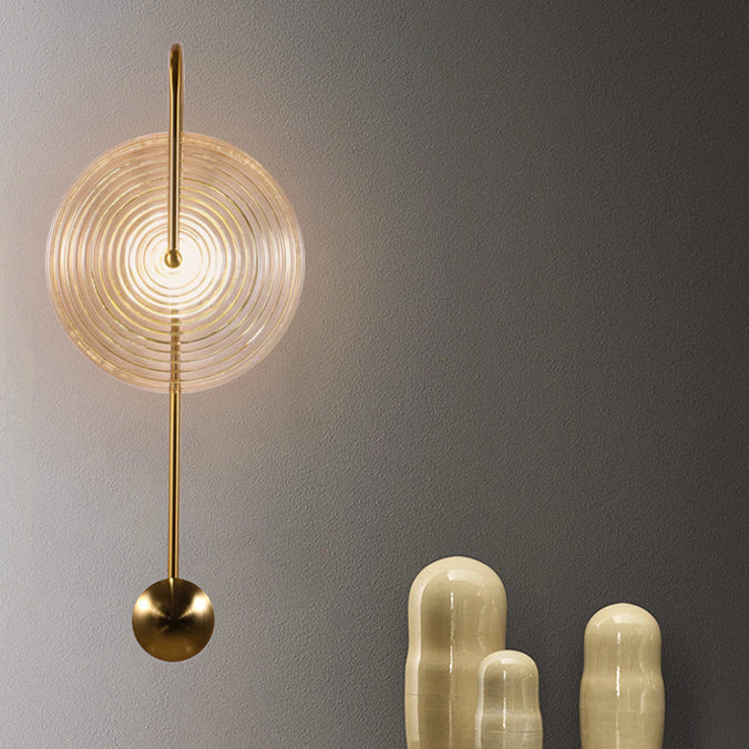 Zeitgenössische nordische runde Welligkeit Eisenglas LED Wandleuchte Lampe für Wohnzimmer