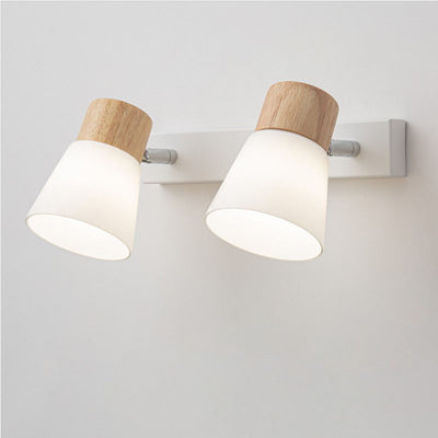 Modern Minimalist Horn Rubber Wood Iron Glass 1/2 Light Vanity Light Wall Sconce Lamp