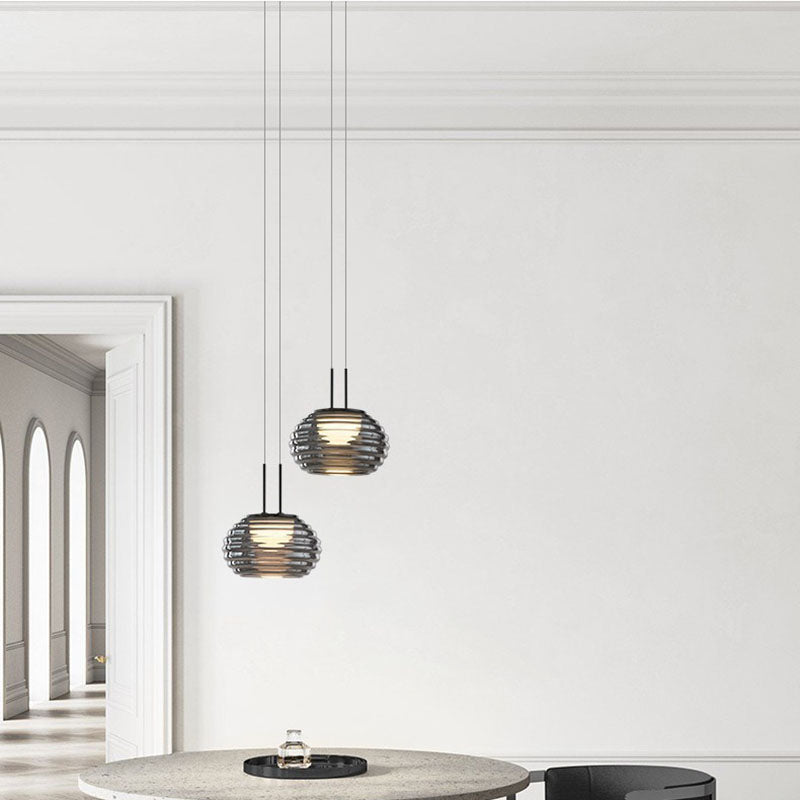 Modern Minimalist Oval Metal Acrylic Glass LED Pendant Light For Living Room