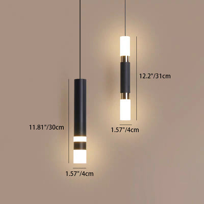 Modern Minimalist Cylinder Aluminum Acrylic LED Pendant Light For Bedroom