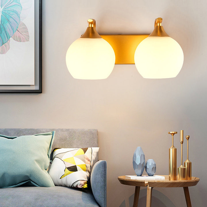 Lámpara de Aplique de Pared de Simplicidad Moderna de Hierro y Vidrio con 1/2 Luces para la Mesita de Noche 