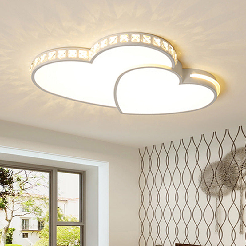Modern Minimalist Heart Iron Crystal Acrylic LED Flush Mount