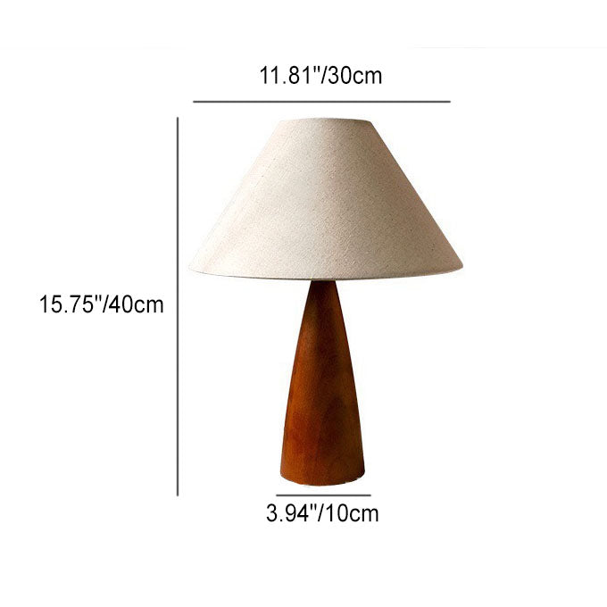 Lámpara de mesa de 1 luz de madera maciza contemporánea retro con tela de PVC para dormitorio 