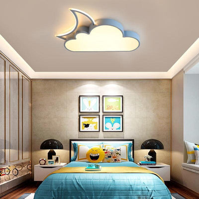 Plafonnier LED en nuage et lune en acrylique fer pour chambre d'enfants nordique contemporain 