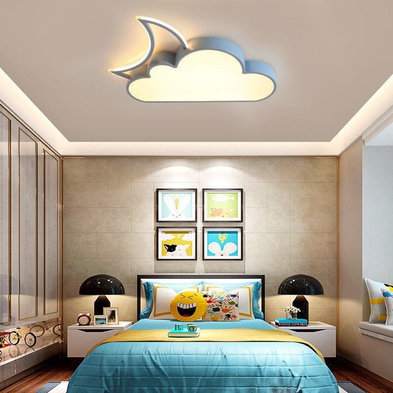 Plafonnier LED en nuage et lune en acrylique fer pour chambre d&