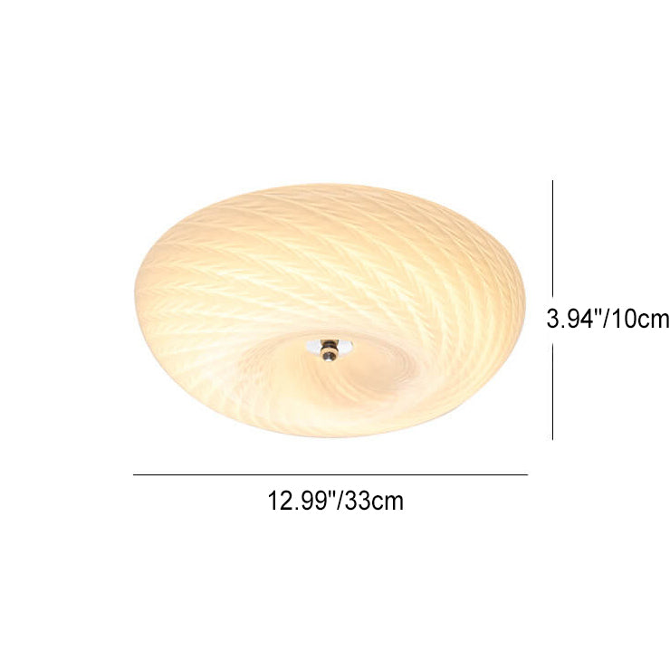 Plafonnier à LED rond en verre texturé blanc vintage nordique 