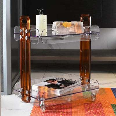 Zeitgenössischer rechteckiger skandinavischer Acryl-PC-Endtisch mit 2 Ebenen für das Schlafzimmer 